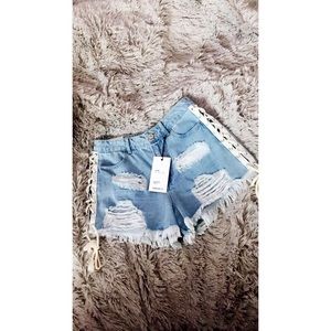 High Rise Denim Shorts